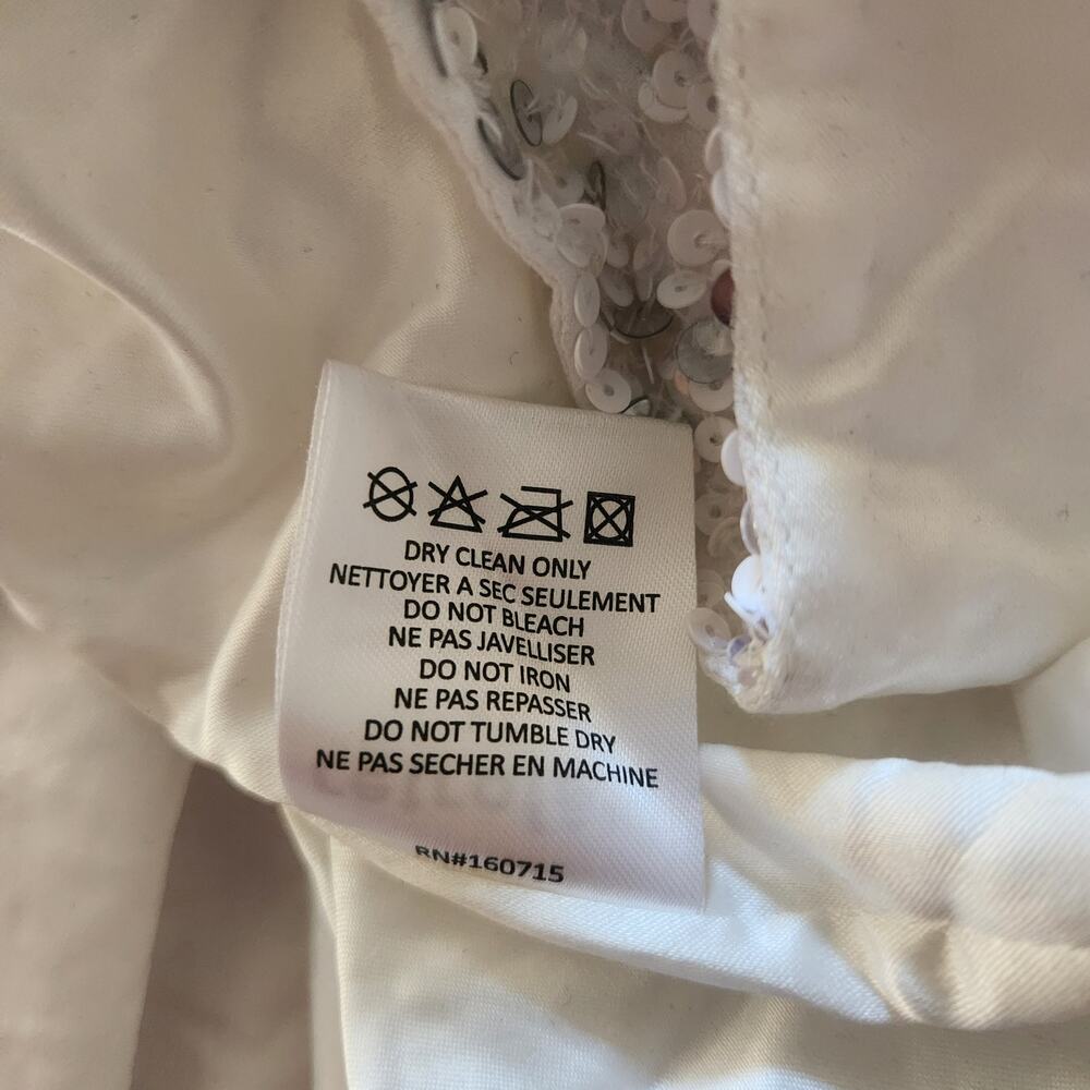 Retrofete Camille Sequin Chiffon Dress V Neck Long Sleeve Maxi White Size XS NWT - Picture 12 of 12